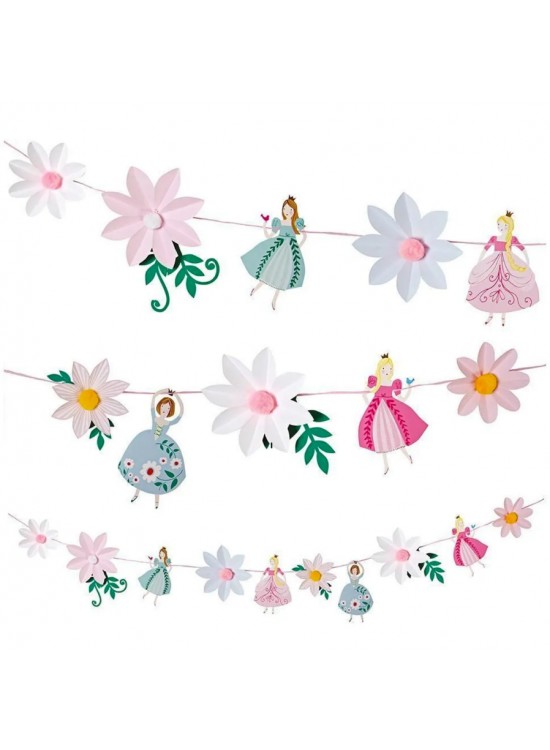 Kağıt Banner Prenses Temalı Ponponlu