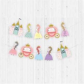 Kağıt Banner Şatolu Prenses Temalı 10 Parça