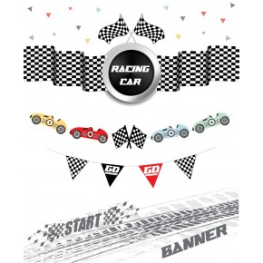 Kağıt Banner Yarış Arabaları Temalı 9 Parça