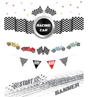 Kağıt Banner Yarış Arabaları Temalı 9 Parça