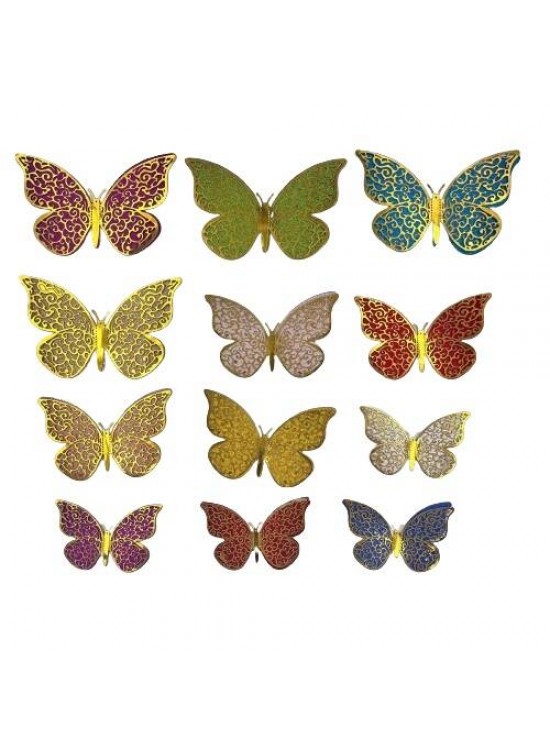 Kağıt Kelebek Dekor Süs Simli 3d 12li Kağıt Kelebek Dekor Süs Simli 3d 12li