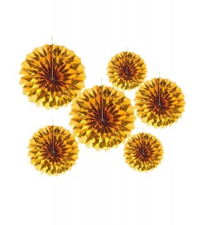 Kağıt Yelpaze Altın 6 Lı