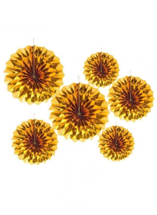 Kağıt Yelpaze Altın 6 Lı