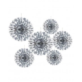 Kağıt Yelpaze Gümüş 6 Lı