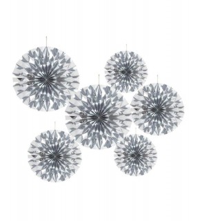 Kağıt Yelpaze Gümüş 6 Lı