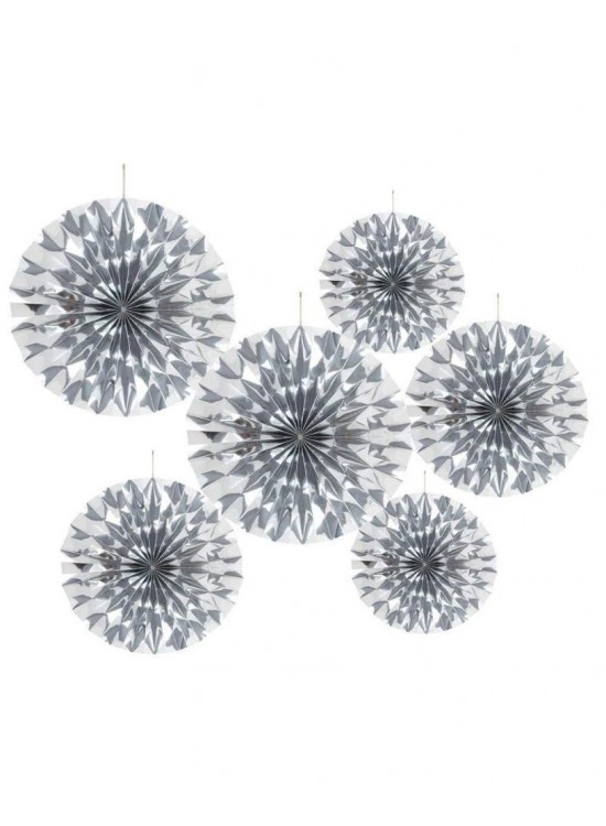 Kağıt Yelpaze Gümüş 6 Lı