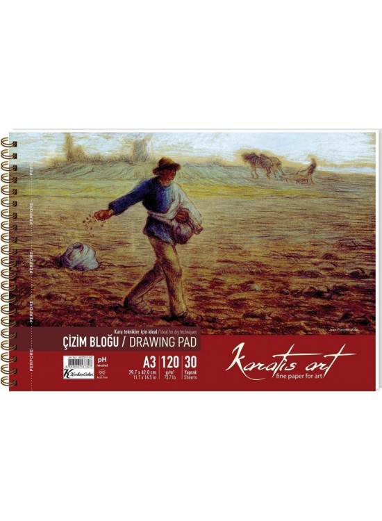 Karatis Çizim Blok Spiralli Art 120 GR A3 30 YP 482010-99 Karatis Çizim Blok Spiralli Art 120 GR A3 30 YP 482010-99