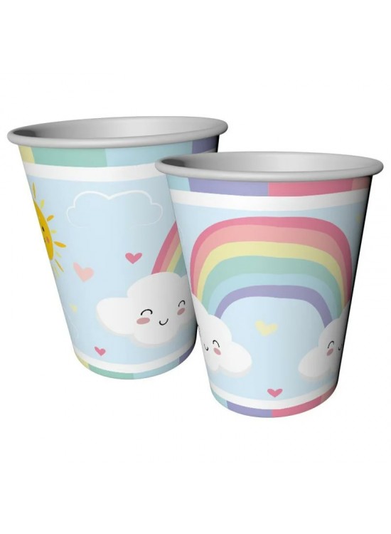 Karton Bardak Gökkuşağı Temalı 8 oz - 8 li