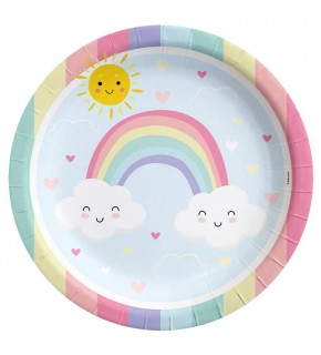 Karton Tabak Gökkuşağı Temalı 23cm 8li