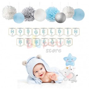 Karton Yazı Lüks Hoşgeldin Bebeğim Varaklı