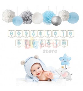 Karton Yazı Lüks Hoşgeldin Bebeğim Varaklı