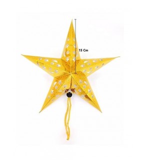 Karton Yıldız 3D Hologramlı 15cm Altın