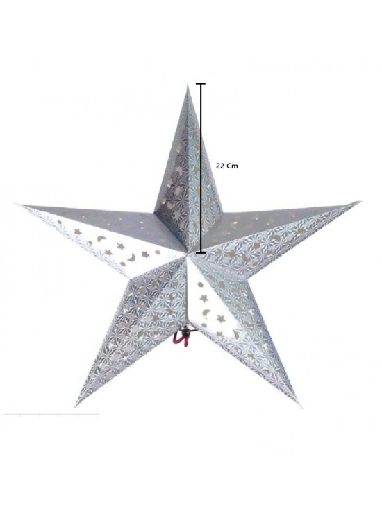 Karton Yıldız 3D Hologramlı 22cm Gümüş Karton Yıldız 3D Hologramlı 22cm Gümüş