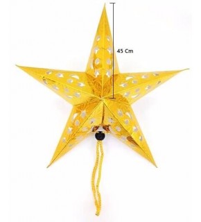 Karton Yıldız 3D Hologramlı 45cm Altın