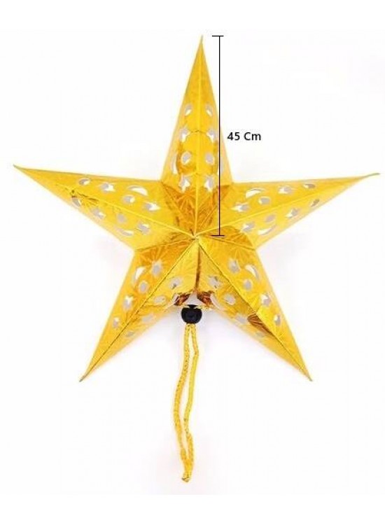Karton Yıldız 3D Hologramlı 45cm Altın