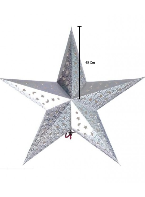 Karton Yıldız 3D Hologramlı 45cm Gümüş Karton Yıldız 3D Hologramlı 45cm Gümüş