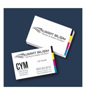 Kartvizit 350 gr Mat Kuşe Çift Yüz 4 Renk Mat Selefonlu 8,3x5,1 cm 1.000 Adet