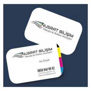 Kartvizit 350 gr Mat Kuşe Çift Yüz 4 Renk Mat Selefonlu Kabartma Laklı Oval Kesim 8,3x5,1 cm 1.000 Adet