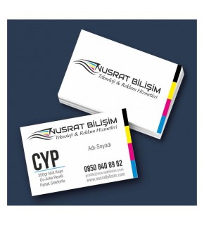 Kartvizit 350 gr Mat Kuşe Çift Yüz 4 Renk Parlak Selefonlu 8,3x5,1 cm 1.000 Adet