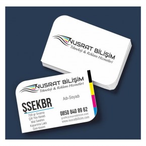 Kartvizit 700 gr Sek Sıvama Mat Selefon Kabartma Laklı Çift Yüz 4 Renk Özel Kesim 8,3x5,1 cm 1.000 Adet