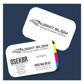 Kartvizit 700 gr Sıvama Mat Selefon Kabartma Laklı Çift Yüz Oval Kesim 8,3x5,1 cm 1.000 Adet