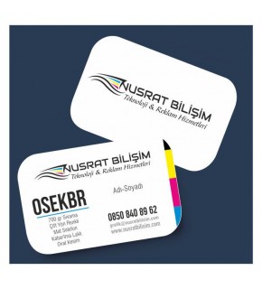Kartvizit 700 gr Sıvama Mat Selefon Kabartma Laklı Çift Yüz Oval Kesim 8,3x5,1 cm 1.000 Adet