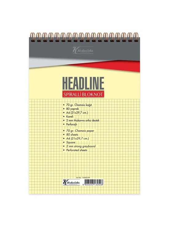 Keskin Color Bloknot Karton Kapak Spiralli Headline A4 80 Yp.Kar