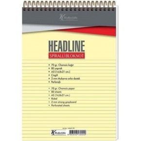 Keskin Color Bloknot Karton Kapak Spiralli Headline A5 80 YP Çiz
