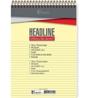 Keskin Color Bloknot Karton Kapak Spiralli Headline A5 80 YP Çiz