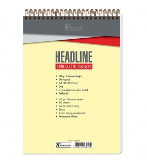 Keskin Color Bloknot Spiralli Headline Karton Kapak A5 80 YP Kareli 145432-99