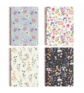 Keskin Color Defter Karton Kapak Spiralli Çiçek 16,5x22,5 80 YP Kar.