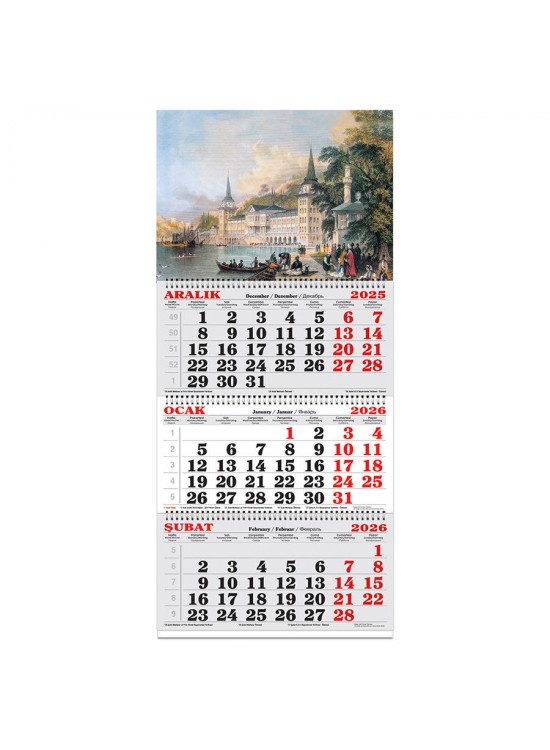 Keskin Color Denizci Takvim 3 Aylık Spiralli Jumbo Gravür 2026