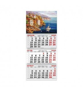 Keskin Color Denizci Takvim 3 Aylık Spiralli Jumbo Yelkenli 2026