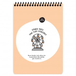 Keskin Color Hisli Şeyler A5 80 YP Çizgili Üstten Spiralli Karton Kapak Not Defteri - Döner Miyiz Yine Eski Günlere