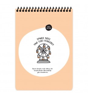 Keskin Color Hisli Şeyler A5 80 YP Çizgili Üstten Spiralli Karton Kapak Not Defteri - Döner Miyiz Yine Eski Günlere