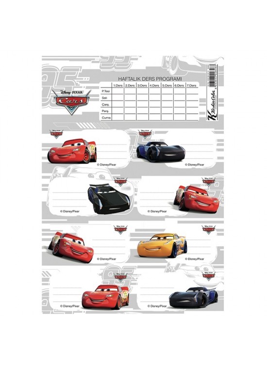 Keskin Color Okul Etiketi Ders Programlı Cars 3 LÜ 220130-33