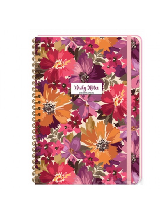 Keskin Color Sert Kapak Spiralli Dreamy Flowers A5 80 YP Çiz.