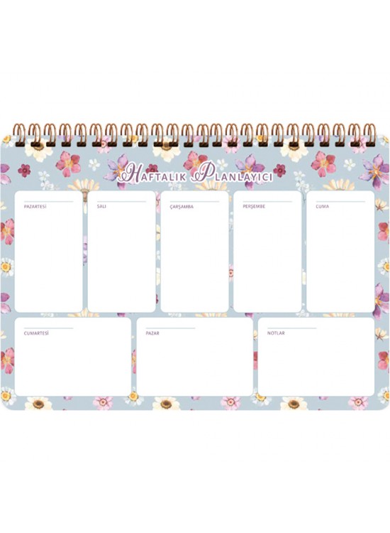 Keskin Color Spiralli Planner Lila Çiçek 17x24