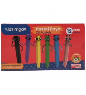 Kidsmode Yağlı Pastel Boya Altıgen 12 Renk