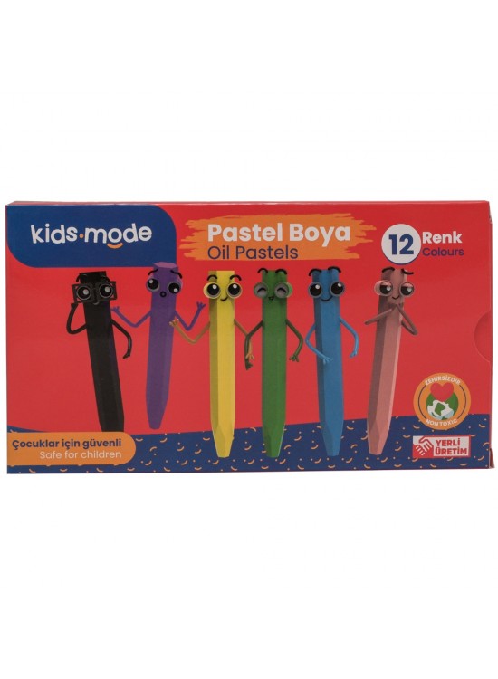 Kidsmode Yağlı Pastel Boya Altıgen 12 Renk