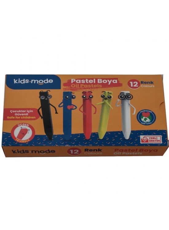 Kidsmode Yağlı Pastel Boya Üçgen 12 Renk
