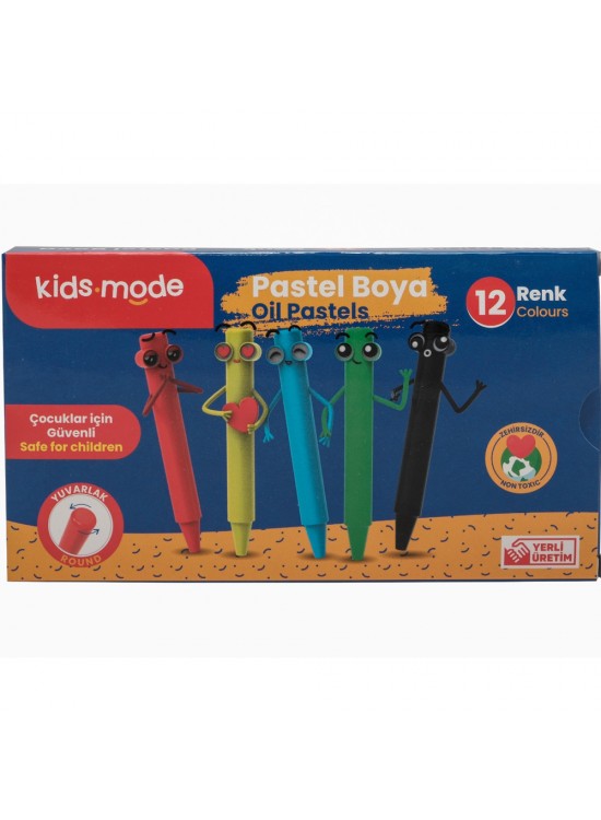 Kidsmode Yağlı Pastel Boya Yuvarlak 12 Renk Kidsmode Yağlı Pastel Boya Yuvarlak 12 Renk