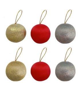 Kika 4cm Asorti Simli Ağaç Süsleme Topları 6lı -