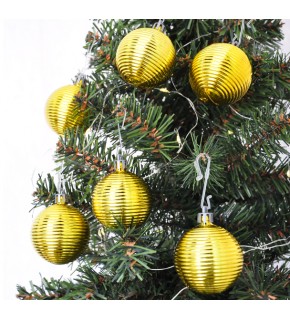 Kika 5cm Ağaç Süsleme Topu 6lı -Altın Hasır-