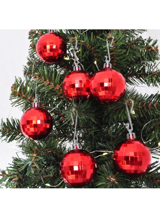 Kika 5cm Ağaç Süsleme Topu 6lı -Kırmızı Disko-