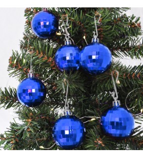 Kika 5cm Ağaç Süsleme Topu 6lı -Mavi Disko-