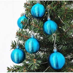 Kika 5cm Ağaç Süsleme Topu 6lı -Mavi Hasır-