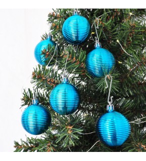 Kika 5cm Ağaç Süsleme Topu 6lı -Mavi Hasır-