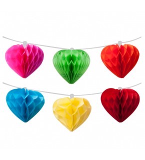 Kika Kağıt Zincir Süs Petekli Kalp Gökkuşağı -KF08