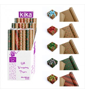 Kika Rulo Hediye Paket Kağıdı 70x100 Yılbaşı (1 Adet)